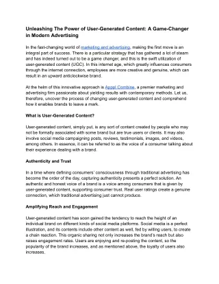unleashing the power of user generated content