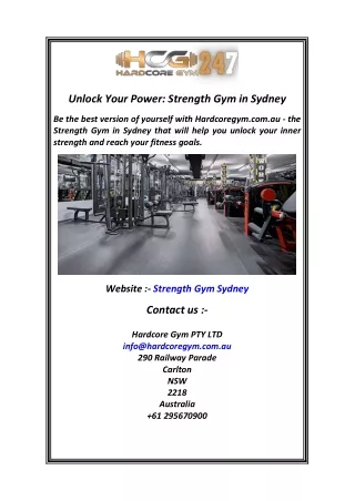 Unlock Your Power Strength Gym in Sydney