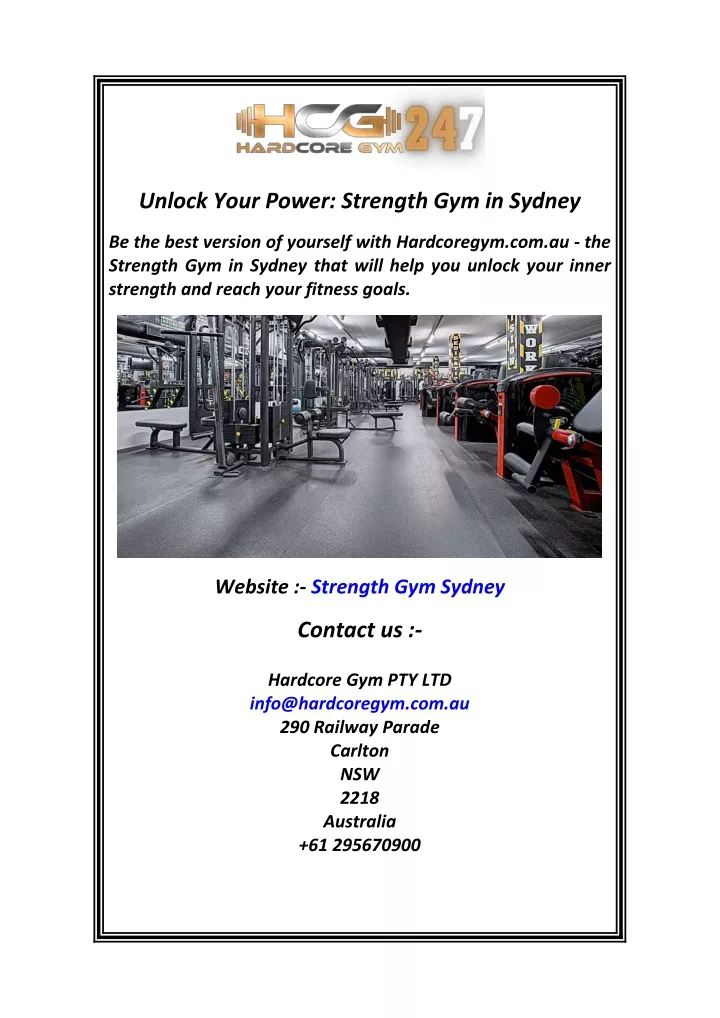 unlock your power strength gym in sydney