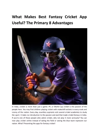 What Makes Best Fantasy Cricket App Useful