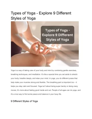 Types of Yoga - Explore 9 Different Styles of Yoga