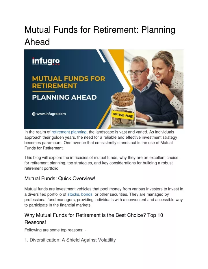 mutual funds for retirement planning ahead