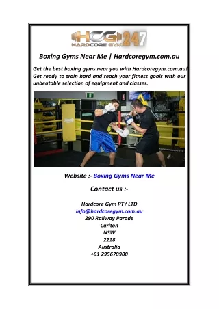 Boxing Gyms Near Me  Hardcoregym.com.au
