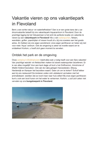 vakantie vieren op ons vakantiepark in flevoland