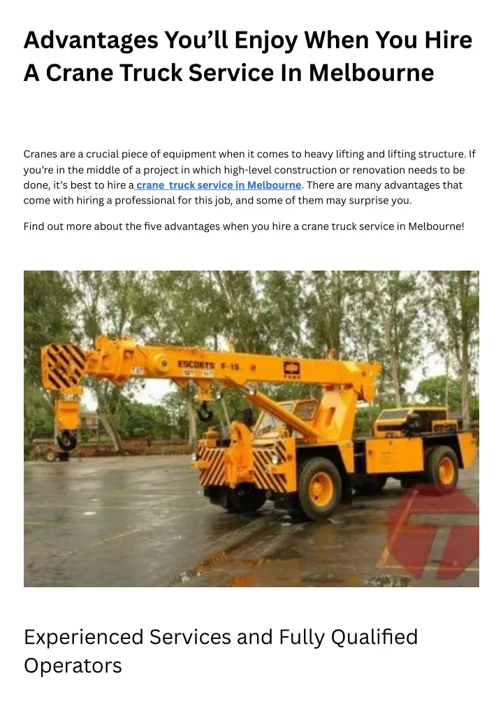 advantages you ll enjoy when you hire a crane