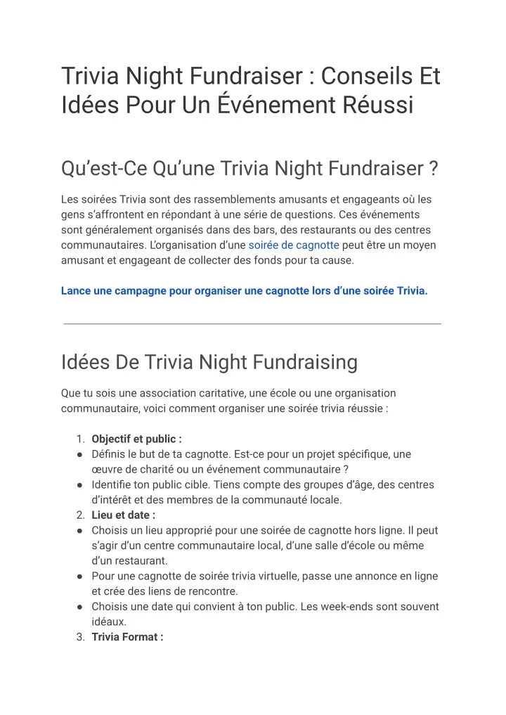 trivia night fundraiser conseils et id es pour