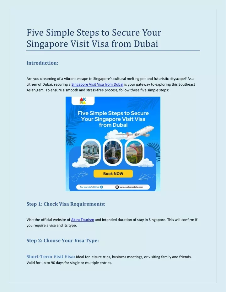 five simple steps to secure your singapore visit