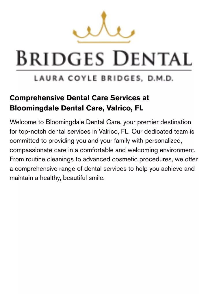 comprehensive dental care services