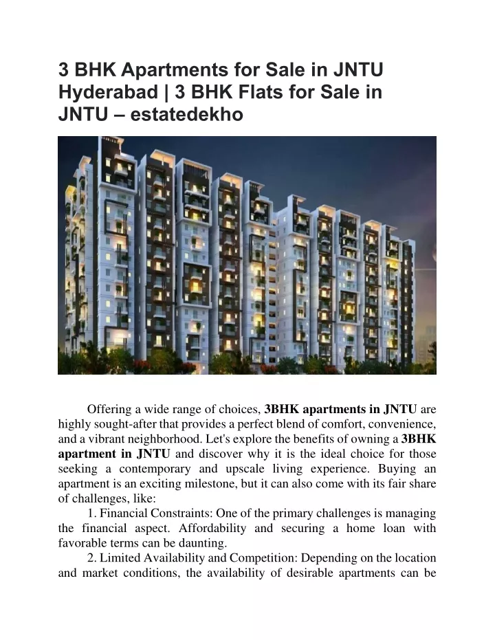 3 bhk apartments for sale in jntu hyderabad