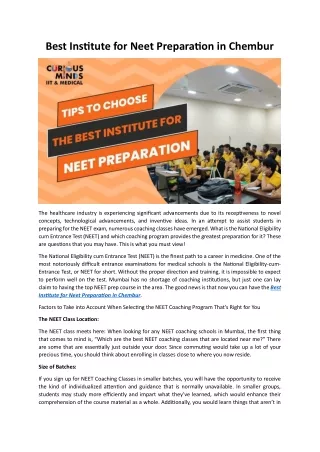 best institute for neet preparation in chembur