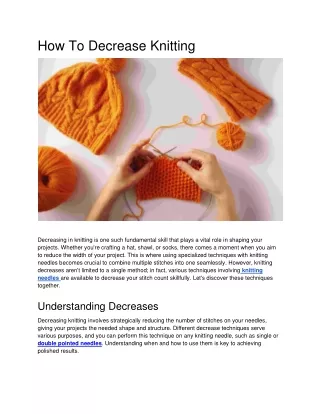 How To Decrease Knitting