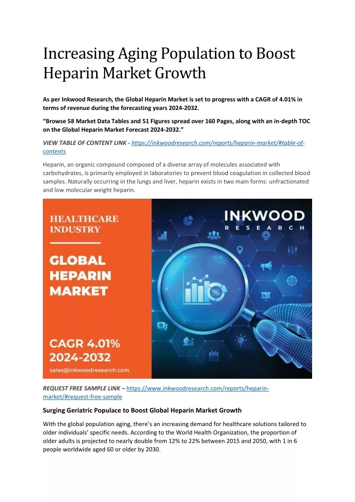 increasing aging population to boost heparin