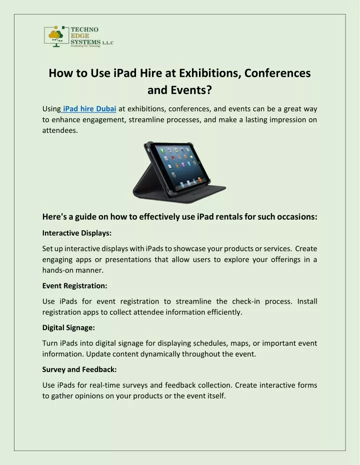 how to use ipad hire at exhibitions conferences