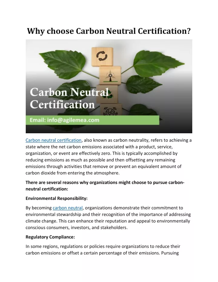 why choose carbon neutral certification