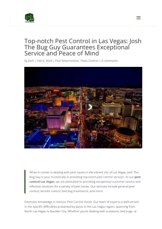 Pest Control Las Vegas, NV? Call Josh The Bug Guy Today