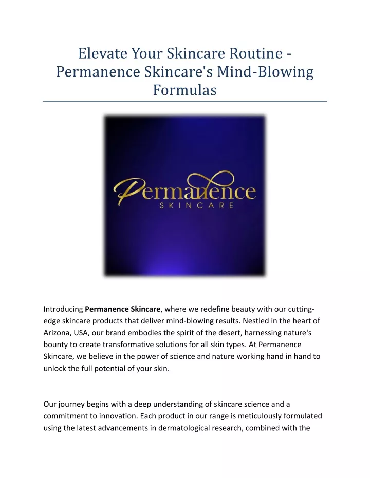 elevate your skincare routine permanence skincare