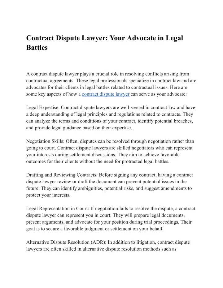 contract dispute lawyer your advocate in legal