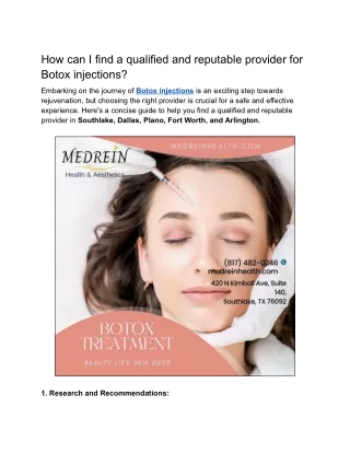 How can I find a qualified and reputable provider for Botox injections