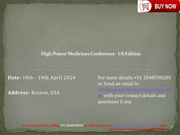 high potent medicines conference us edition