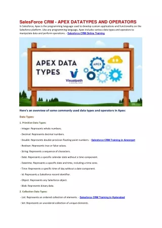salesforce crm apex datatypes and operators