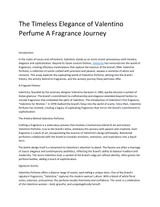 The Timeless Elegance of Valentino Perfume A Fragrance Journey