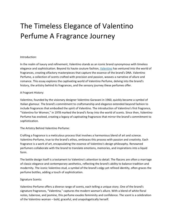 the timeless elegance of valentino perfume