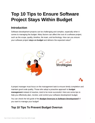 Top 10 Tips to Ensure Software Project Stays Within Budget