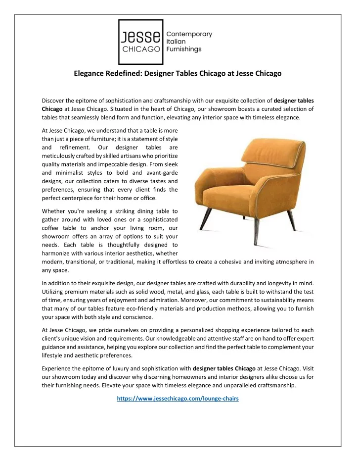 elegance redefined designer tables chicago