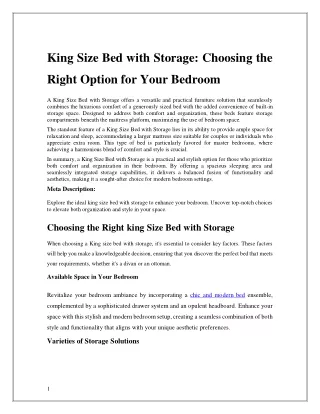 King Size Bed with Storage