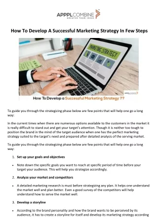 how to develop a successful marketing strategy