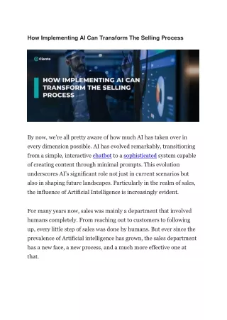 how implementing ai can transform the selling