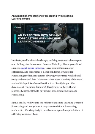 an expedition into demand forecasting with