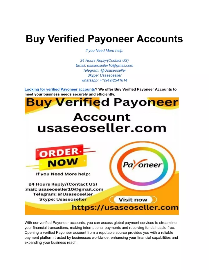 buy verified payoneer accounts