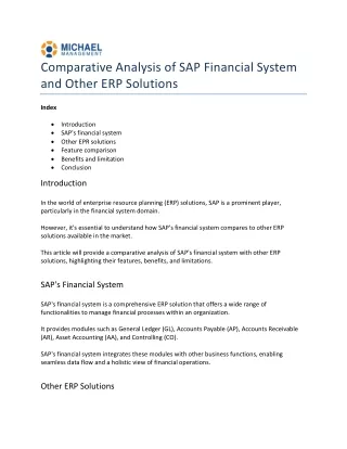 Comparative Analysis of SAP Financial System and Other ERP Solutions
