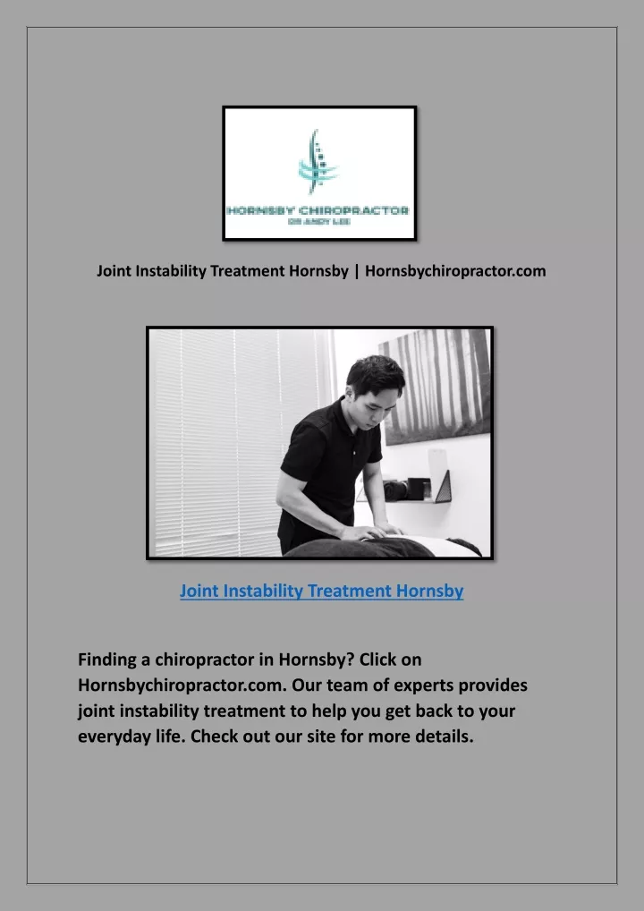 joint instability treatment hornsby