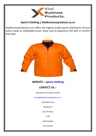 Sports Clothing  Kiwibusinessproducts.co.nz