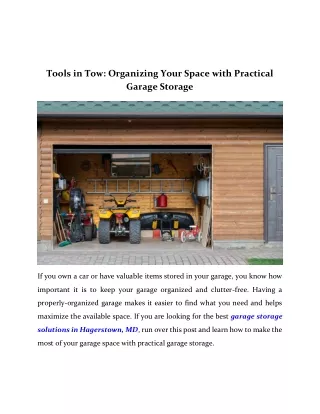 Tools in Tow Organizing Your Space with Practical Garage Storage