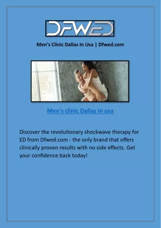 Men's Clinic Dallas In Usa | Dfwed.com