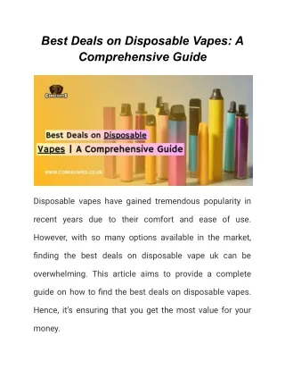 Best Deals on Disposable Vapes_ A Comprehensive Guide