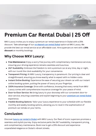 Premium Car Rental Service in Dubai