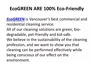 ECO GREEN - CHOOSE TOP RATED CLEANING IN VANCOUVER