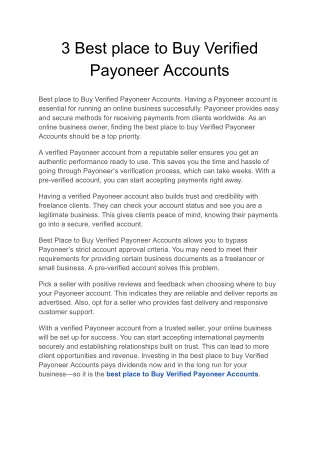 3 Best place to Buy Verified Payoneer Accounts