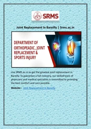 Joint Replacement In Bareilly | Srms.ac.in