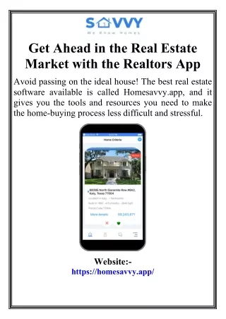 Get Ahead in the Real Estate Market with the Realtors App