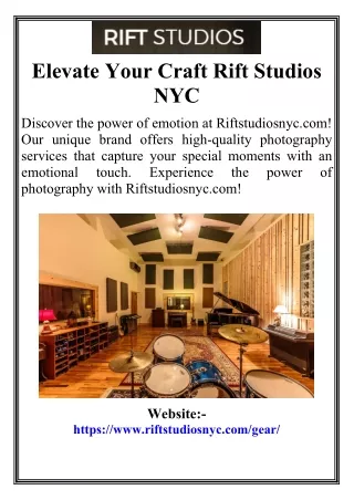 Elevate Your Craft Rift Studios NYC