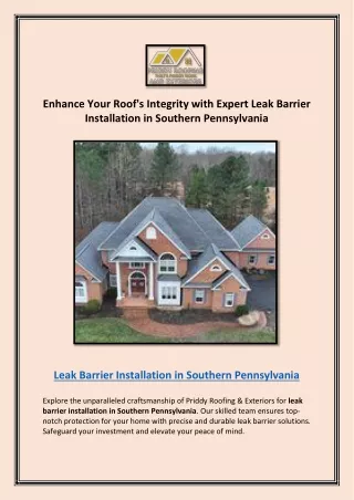 Trusted Leak Experts in Southern Pennsylvania – Priddy Roofing & Exteriors