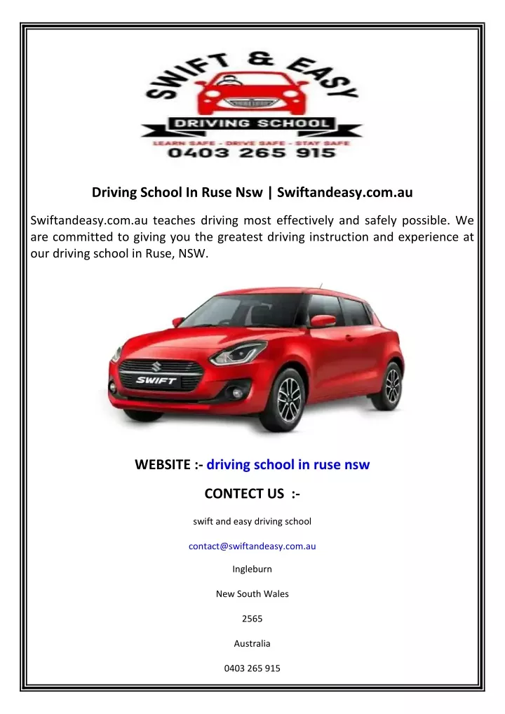 driving school in ruse nsw swiftandeasy com au