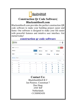 Construction Qr Code SoftwareBlacksmithsoft.com