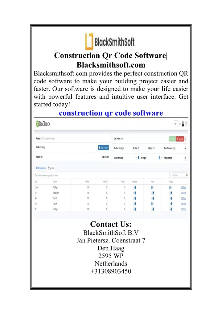 construction qr code software blacksmithsoft