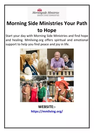 Morning Side Ministries Your Path to Hope